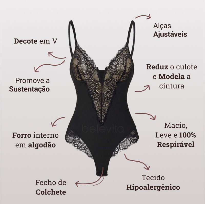 Body Modelador de Renda - Sexy Lace | + Brinde